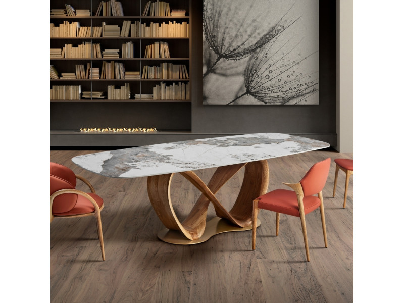 LYRA-Table ovale fixe PIED RUBAN