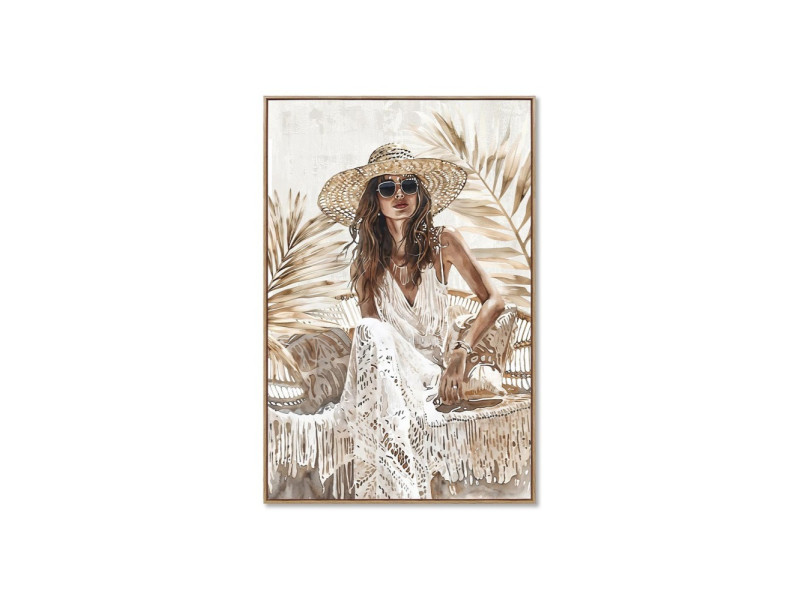 FEMME AU CHAPEAU-Toile encadrée