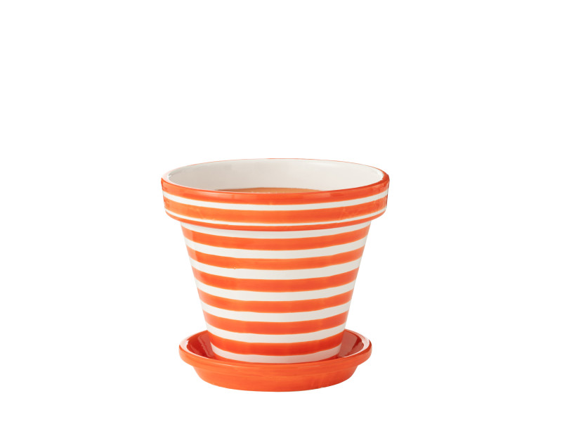 POT ET COUPELLE-Céramique orange et...