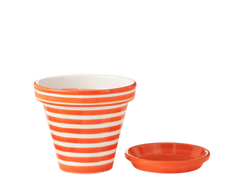 POT ET COUPELLE-Céramique orange et...