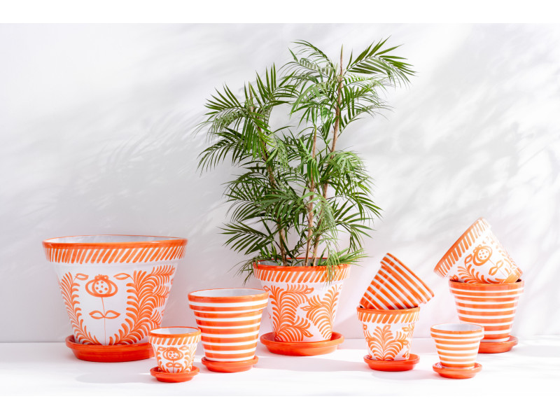 POT ET COUPELLE-Céramique orange et...