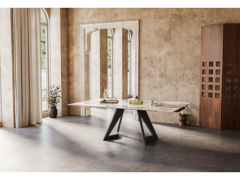 HECTOR-Table CARRE céramique avec 2...