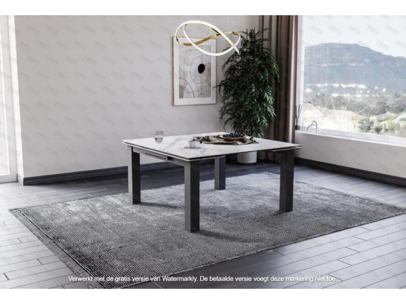 HECTOR-Table CARRE céramique avec 2...