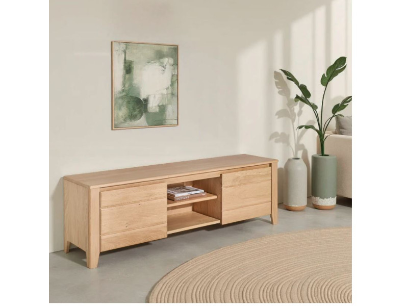 YNES-Meuble tv bois1 niche 2 portes...