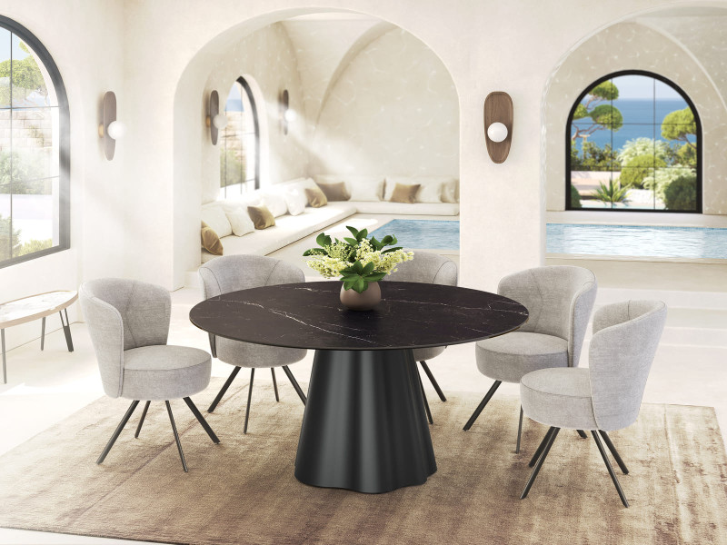PIANA-Table ronde fixe pied métal...