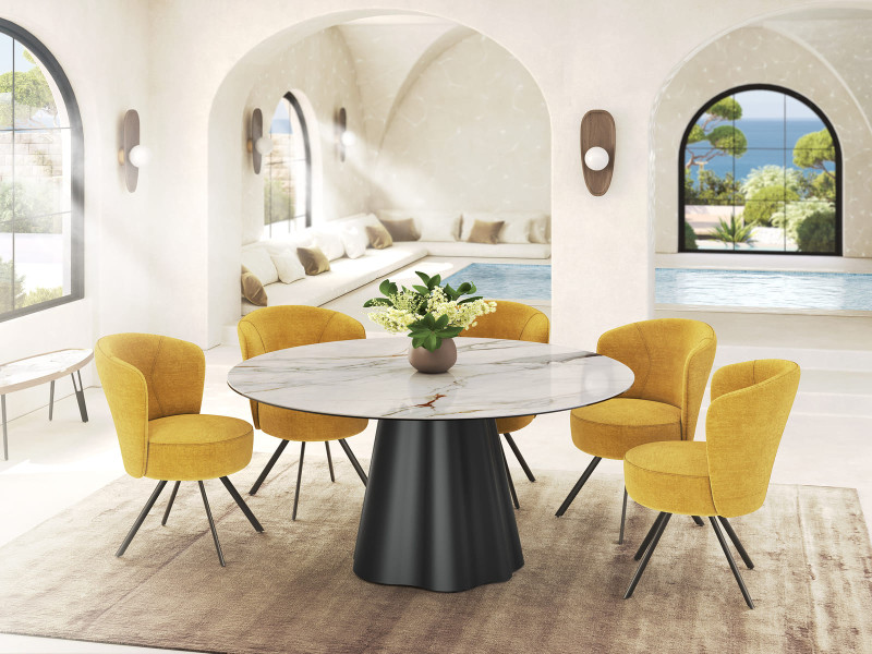 PIANA-Table ronde fixe pied métal...