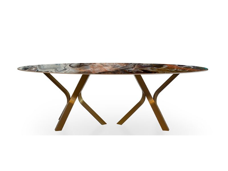 KRON-Table  fixe plateau ovale pied...