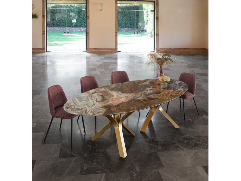 KRON-Table  fixe plateau ovale pied...