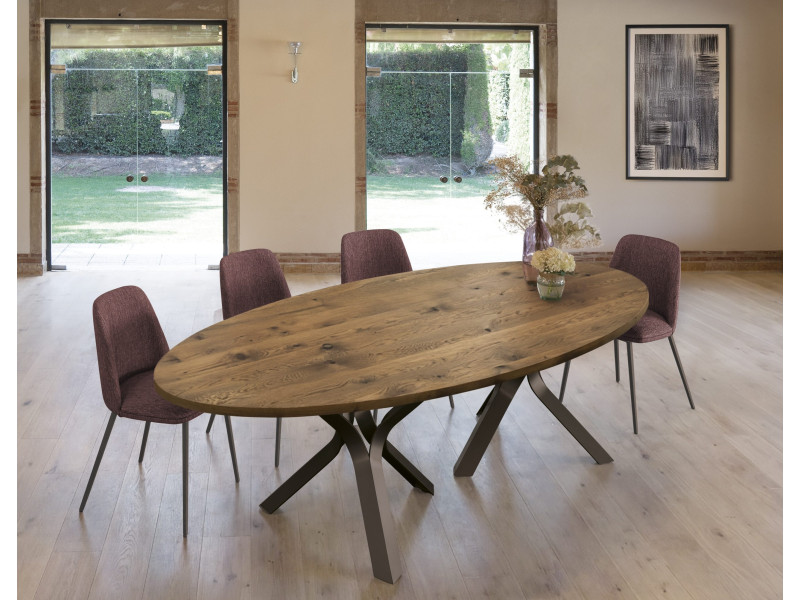 KRON-Table  fixe plateau ovale pied...
