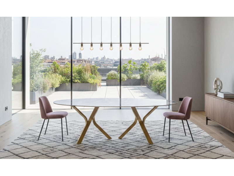 KRON-Table  fixe plateau ovale pied...
