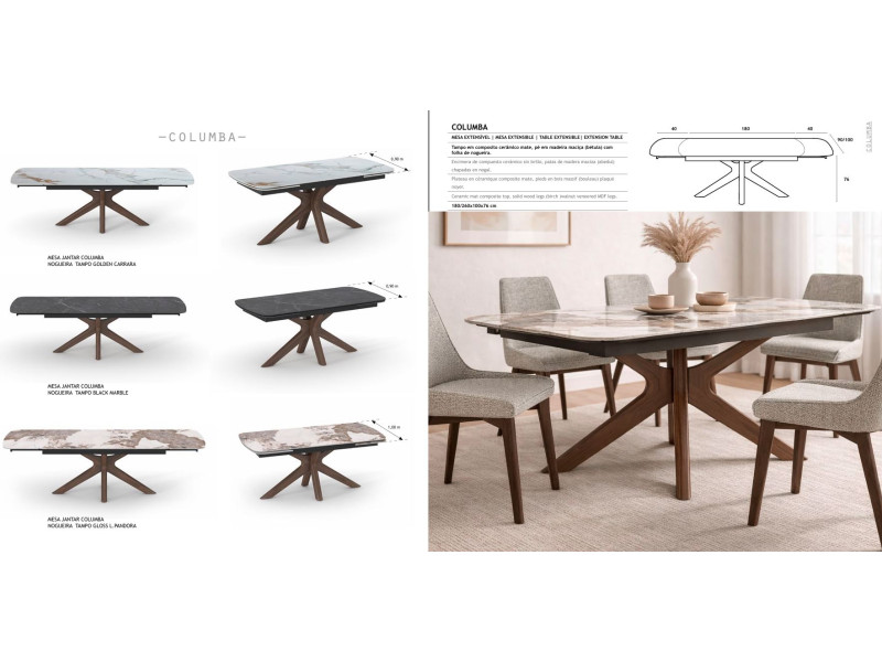 COLUMBA-Table rectangle ovalisée avec...