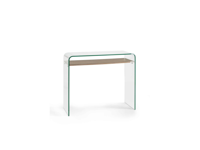 MANITOBA-Console verre et 1 étagère bois