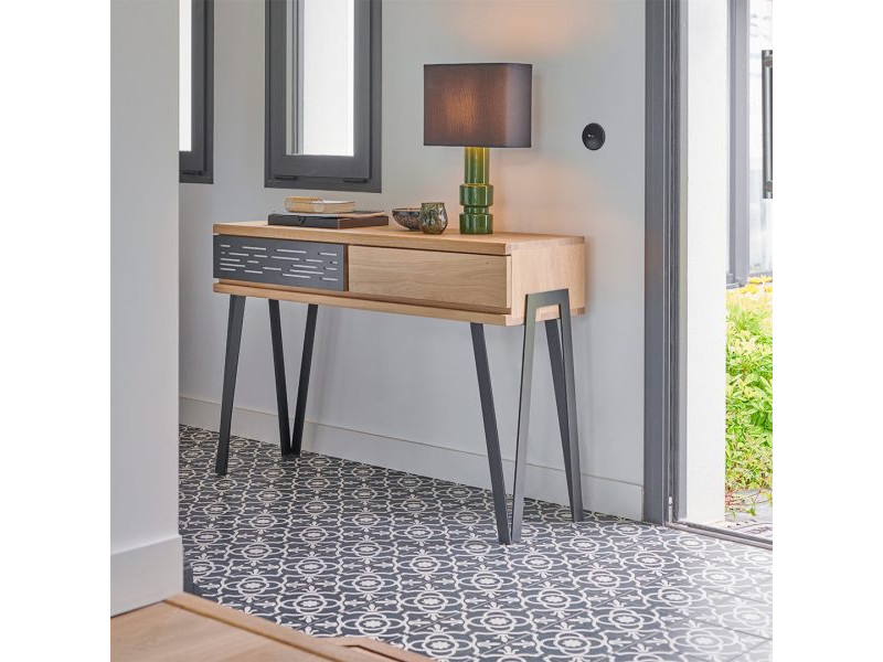 EDGE-Console 2 tiroirs bois et métal