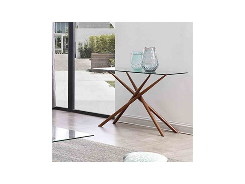 SERENA-Console verre et métal effet bois