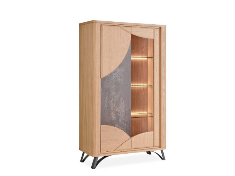 RIVIERA-Vitrine 2 portes bois et dekton