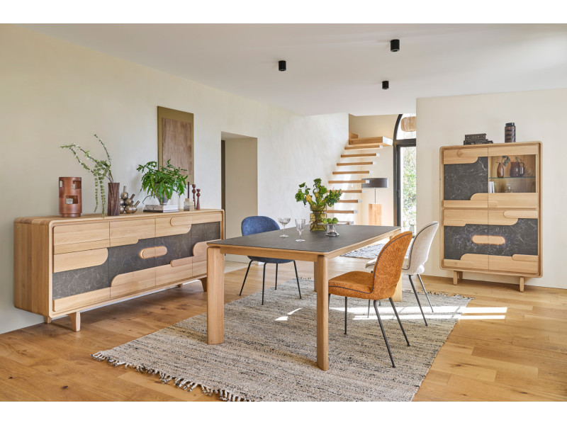 ABSOLU-Vitrine 3 portes bois et 1 vitrée
