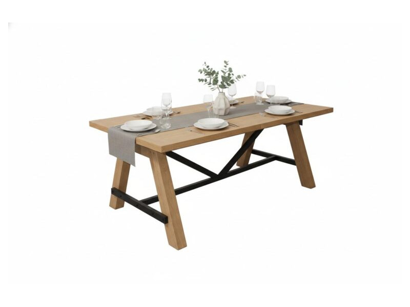 MONT-BLANC-Table rectangle pieds bois