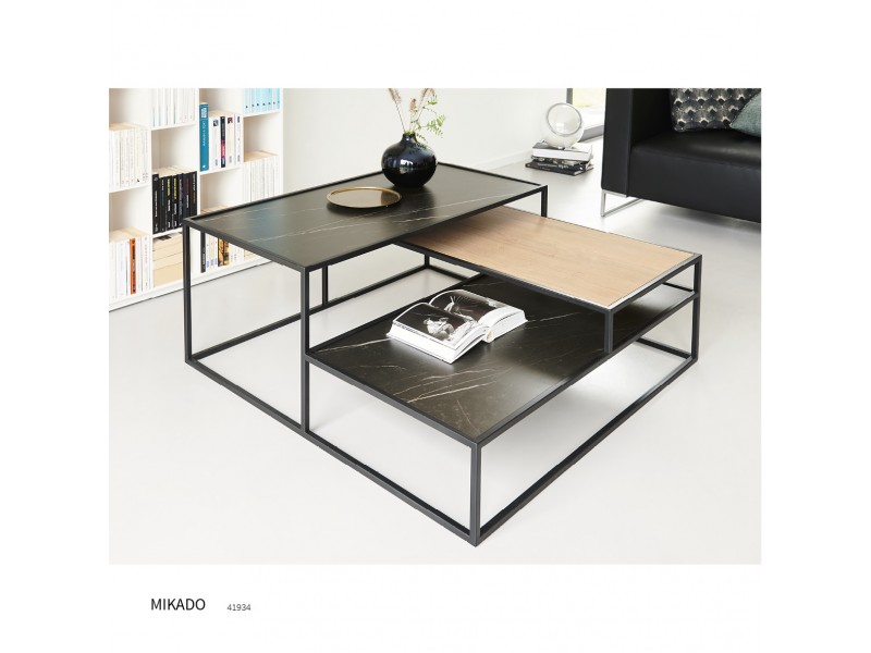 KIKADO- Table basse bois et céramique...