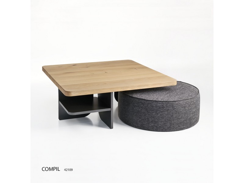 COMPAS-Table basse ronde avec " pouf...