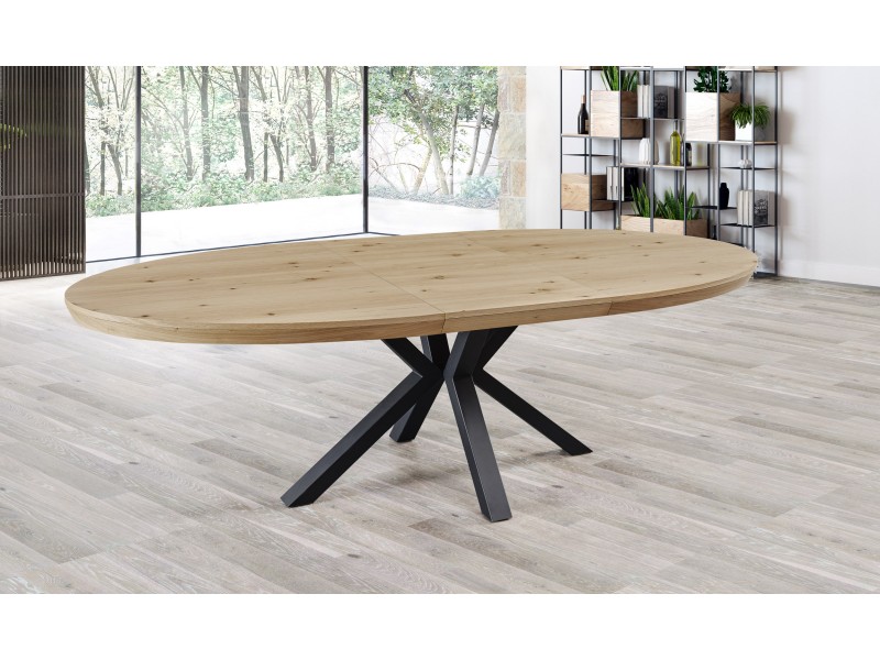 TABLE OVALE- Bois avec allonge centrale