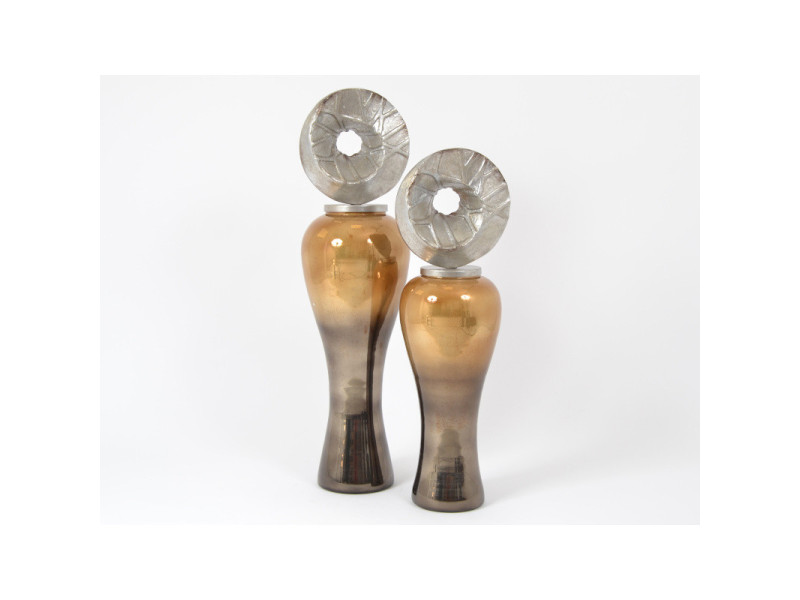 MERCURY -Potiche verre et métal H 81 CM
