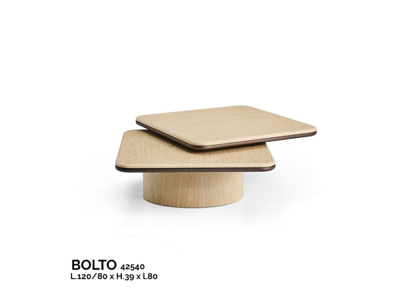 BOLTO-Table basse carré bois double...